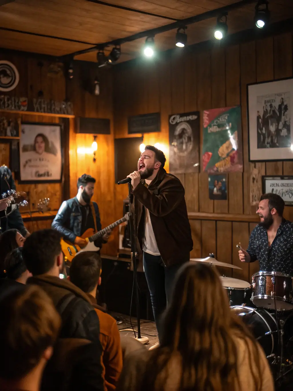 A photograph showcasing a musical performance at the venue, with musicians playing various instruments and captivating the audience.